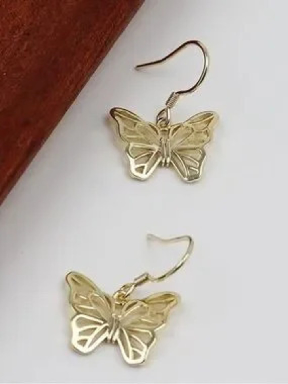 Anthropologie Gold Butterfly Drop Earrings